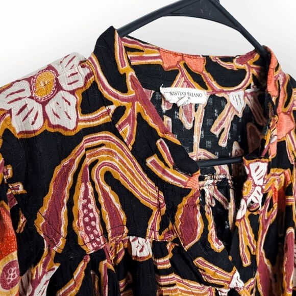 Christian Siriano Floral Button Down Cropped Top size L - Picture 3 of 7